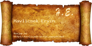 Havlicsek Ervin névjegykártya